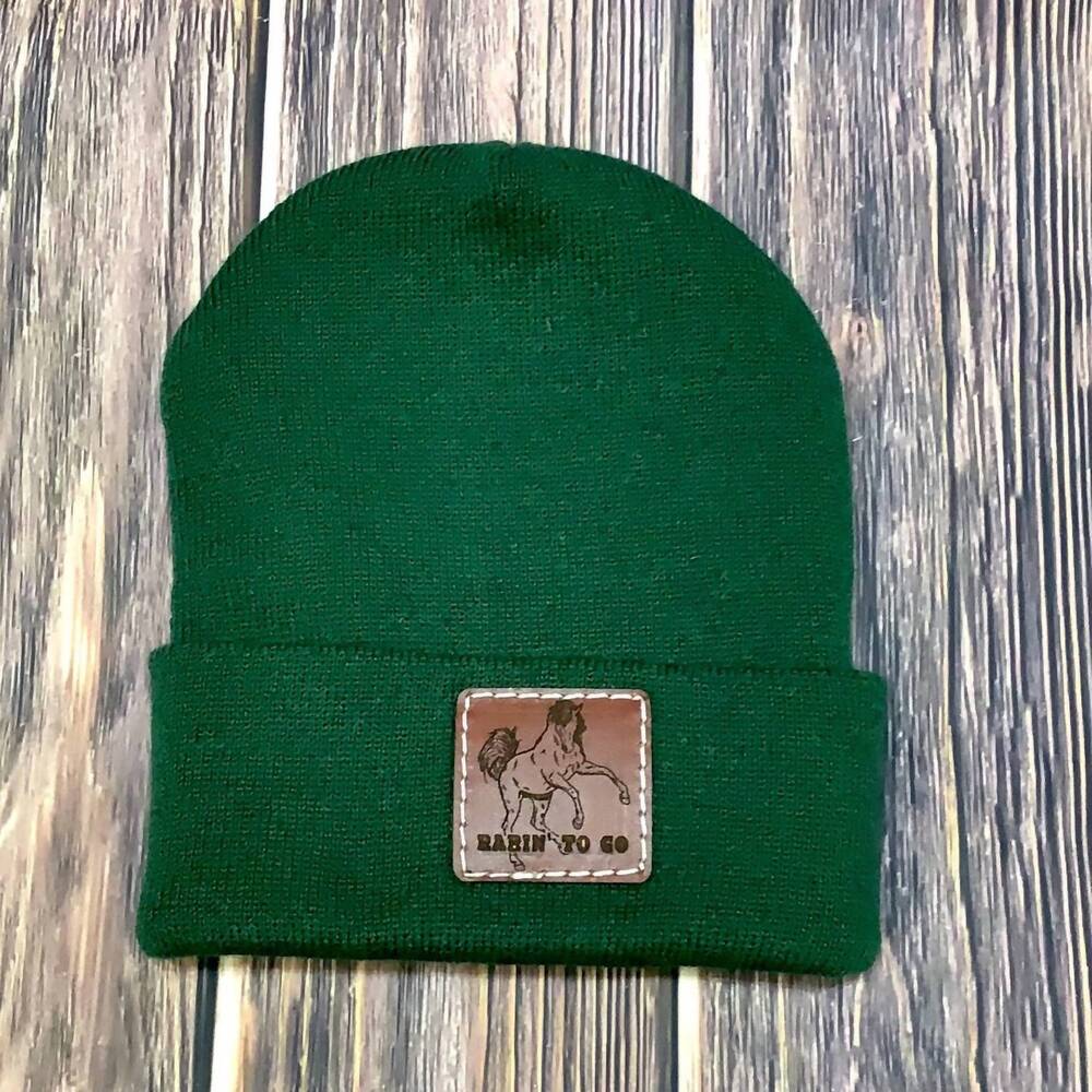 NEW THE WHOLE HERD boy's "roaring to go" ranchy youth beanie in green